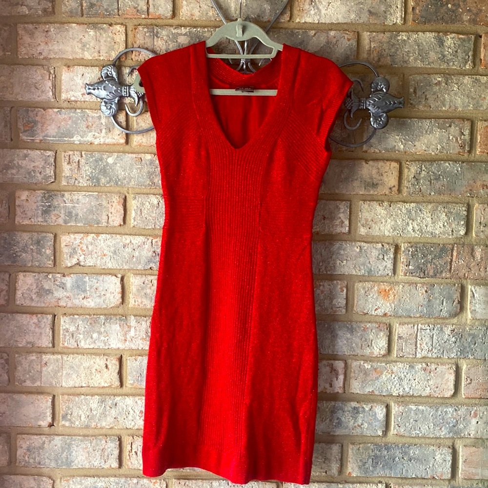 Red with red sparkles Dots Dress